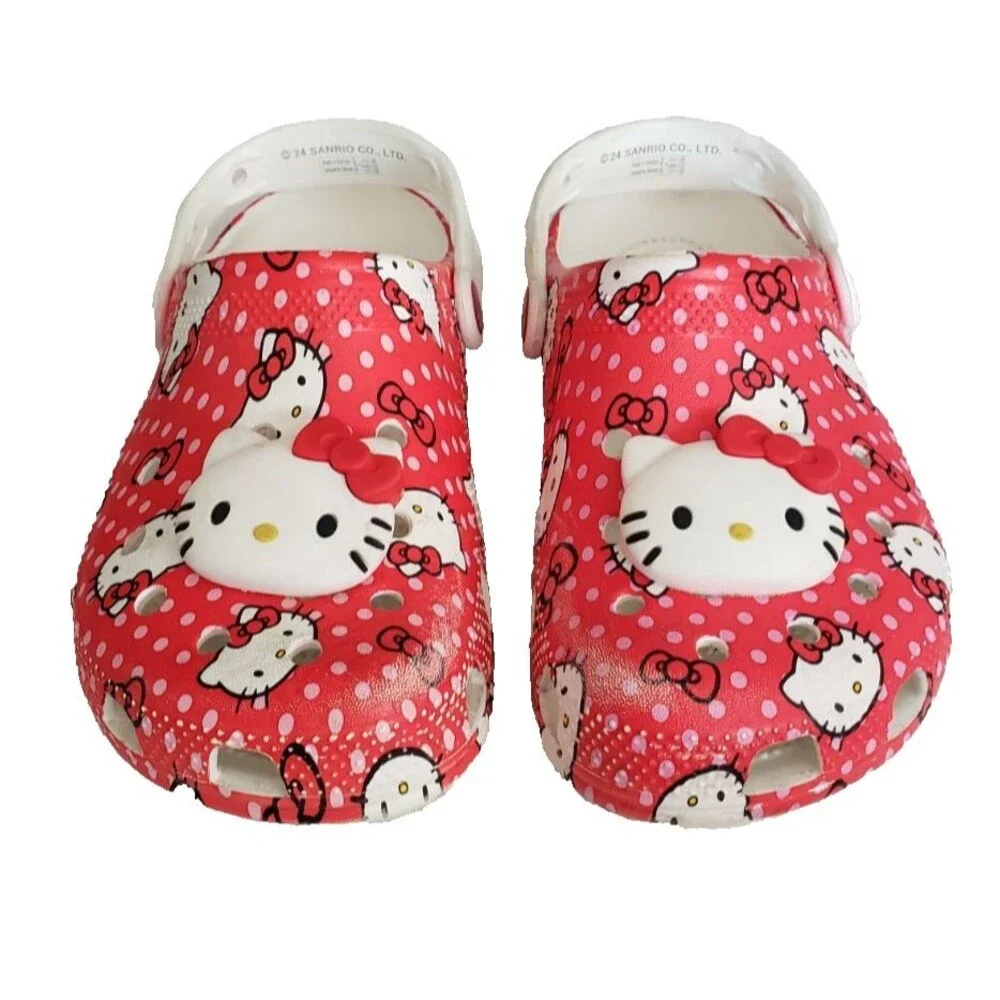 Crocs Hello Kitty Red Classic Clogs Girls Big Kids Size J4